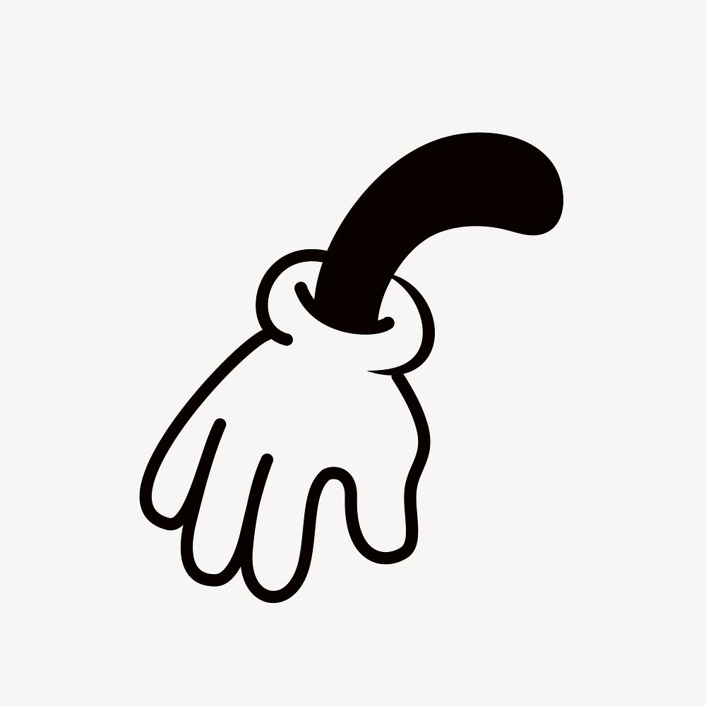Cartoon palm hand, gesture line art illustration vector