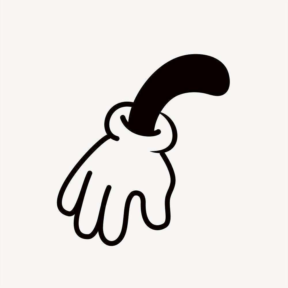 Cartoon palm hand, gesture line art illustration