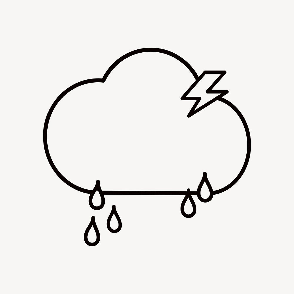 Raining cloud, line art illustration vector