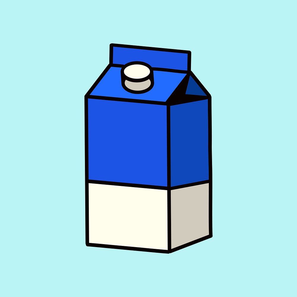 Milk carton, beverage line art collage element vector
