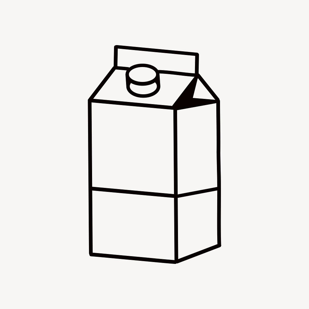 Milk carton, beverage line art collage element vector