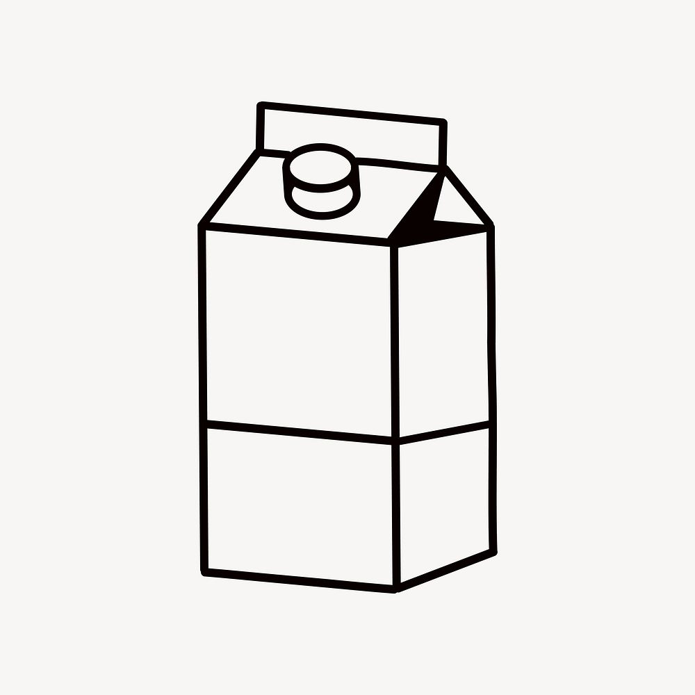 Milk carton, beverage line art illustration