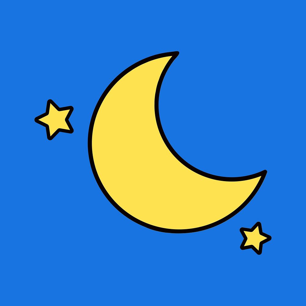 Crescent moon, line art illustration vector