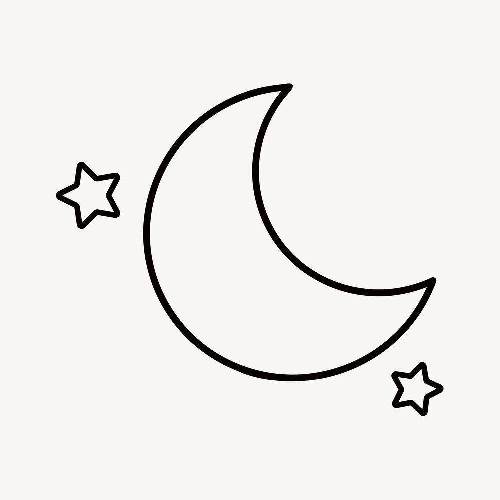 Crescent moon, line art illustration vector