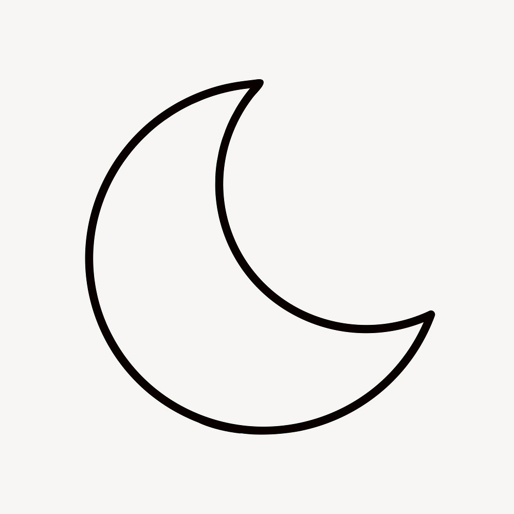 Crescent moon, line art illustration