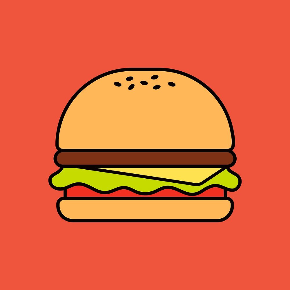 Hamburger, food line art illustration