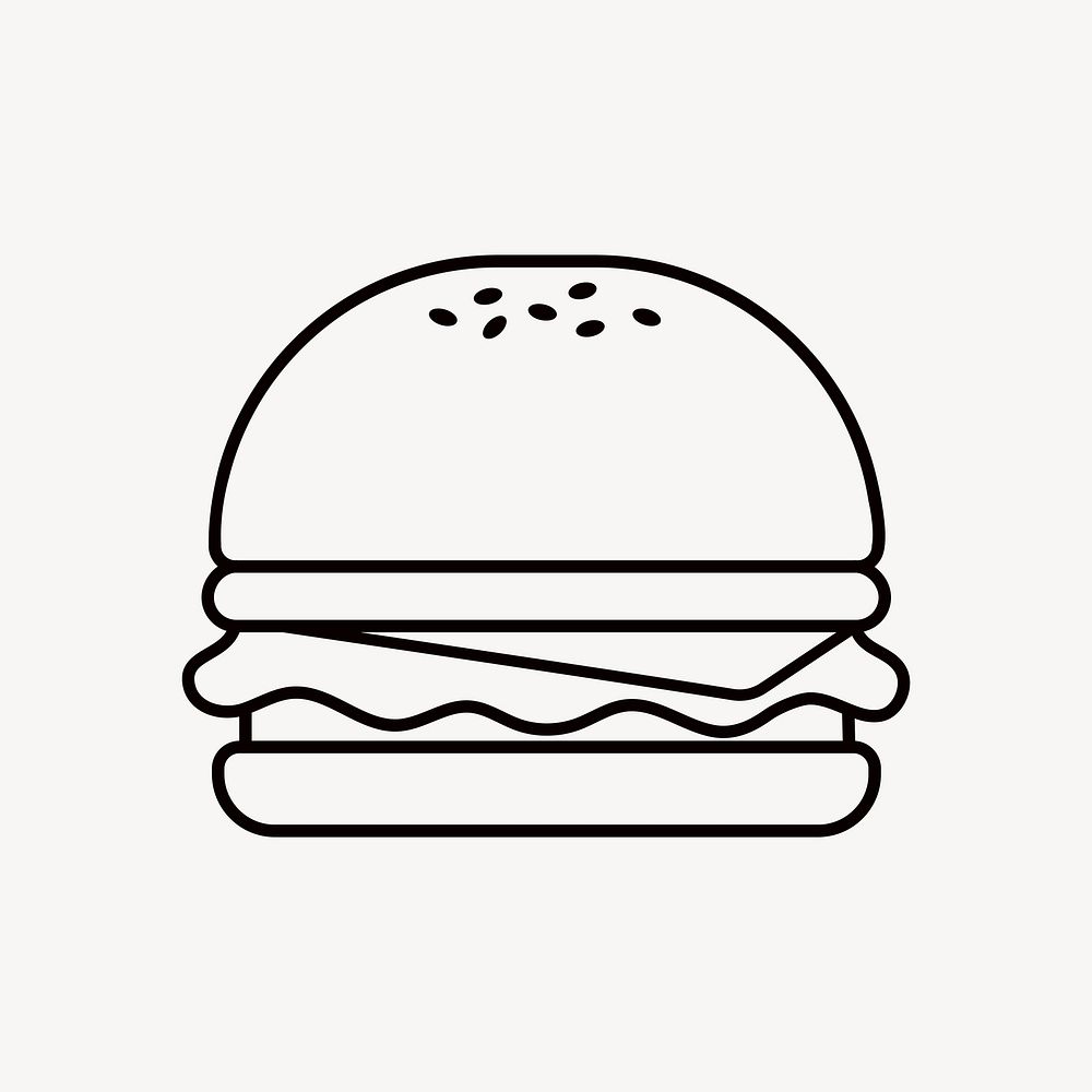 Hamburger, food line art illustration