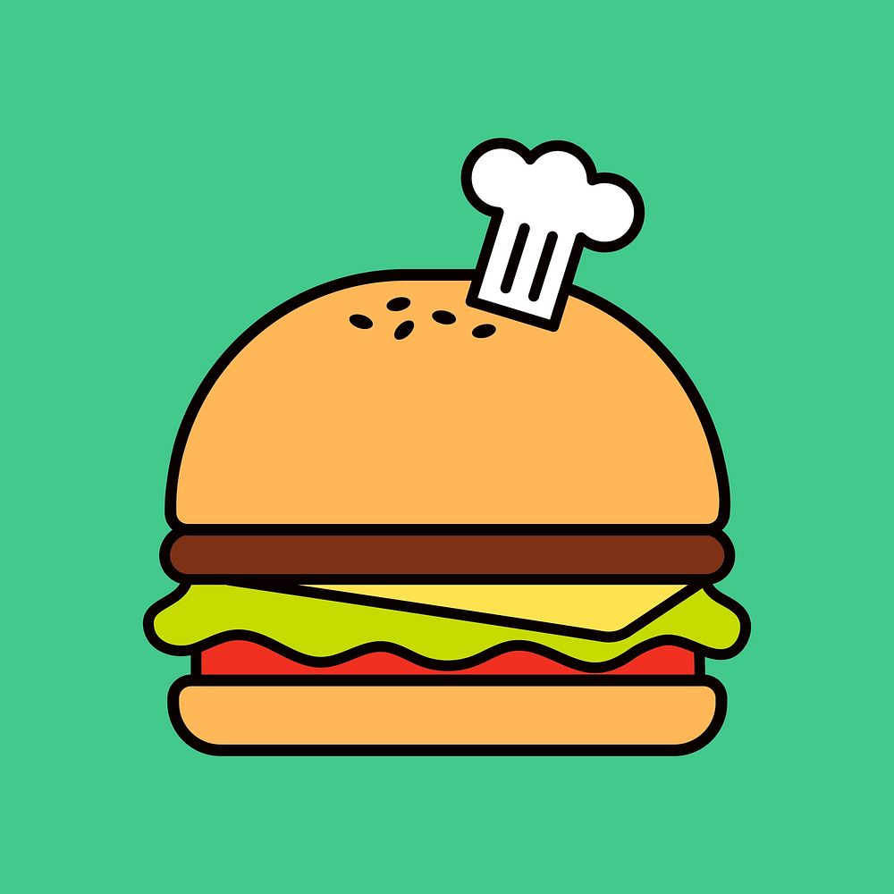 Hamburger, food line art collage element vector