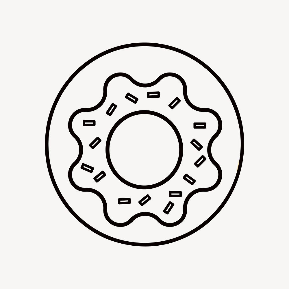 Donut, food line art collage element vector