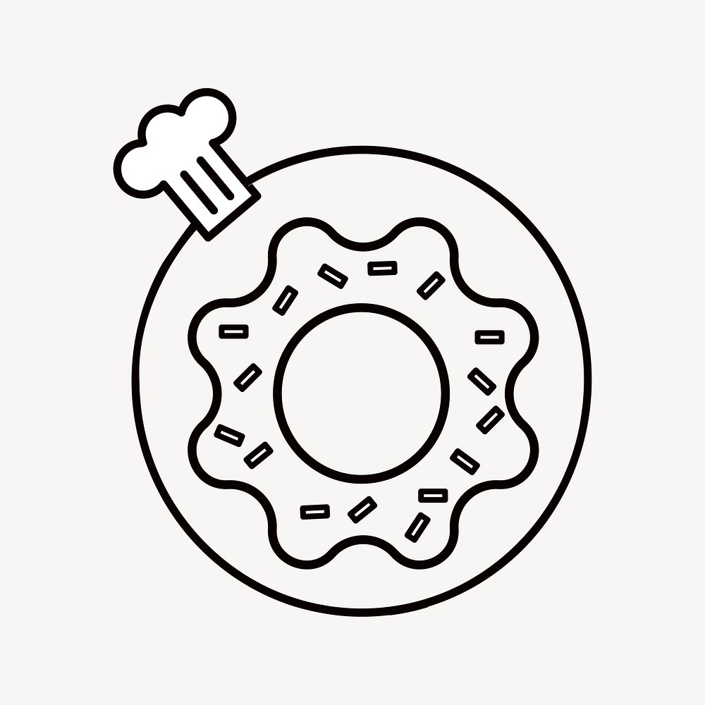 Donut, food line art collage element vector