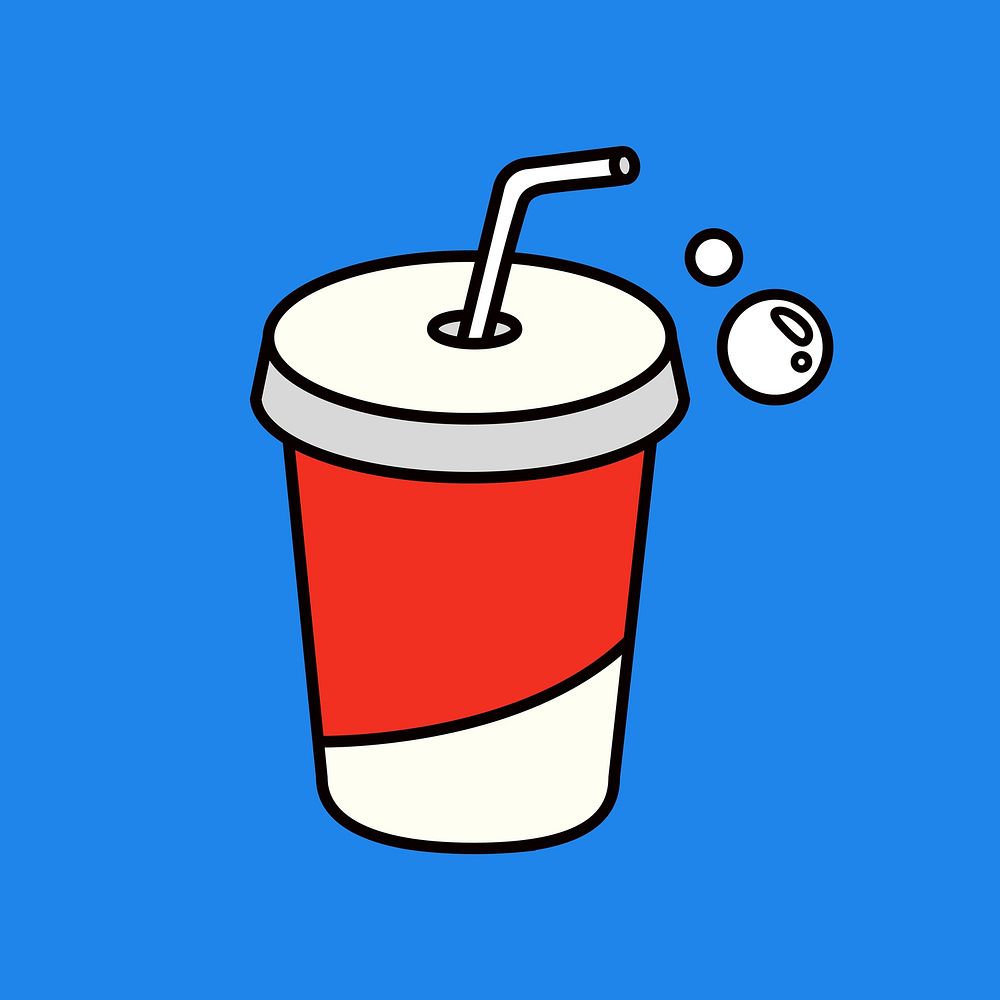Soda cup, beverage line art collage element vector