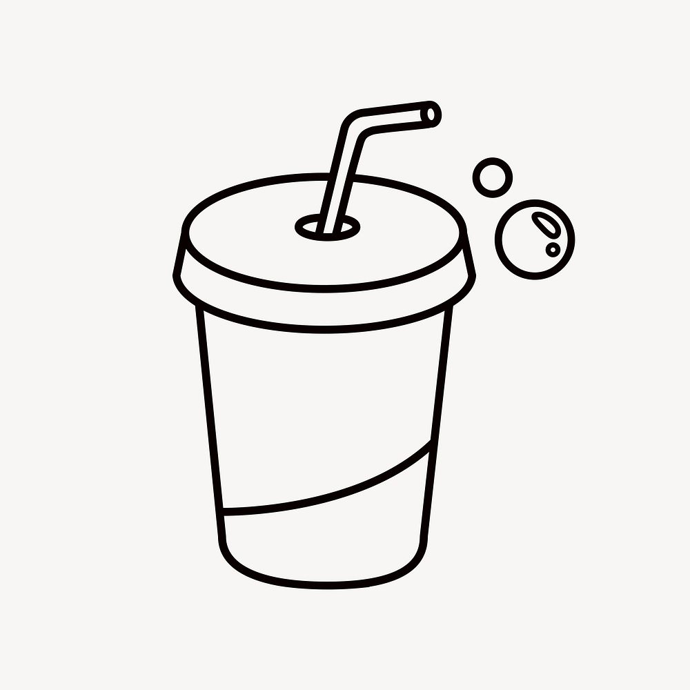 Soda cup, beverage line art illustration