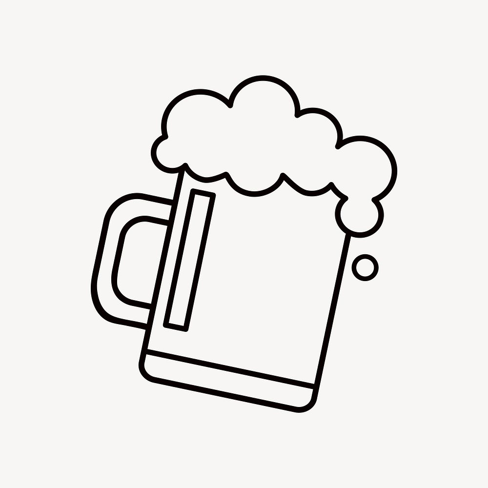 Beer mug, beverage line art illustration