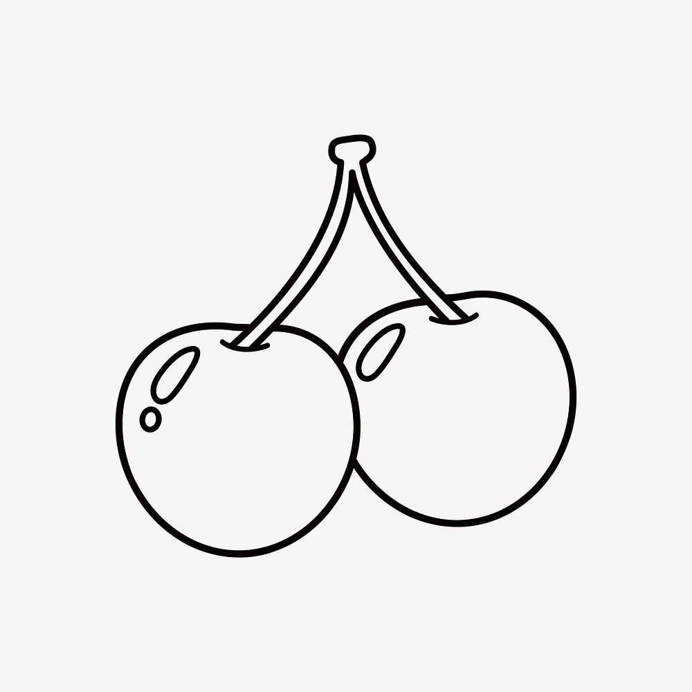 Cherry fruit, food line art illustration