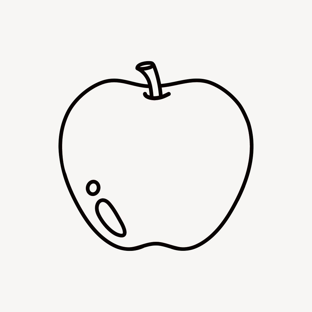 Apple fruit, food line art collage element vector