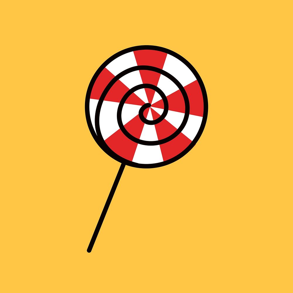 Lollipop, food line art collage element vector