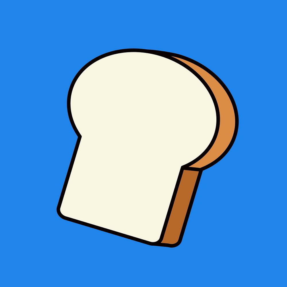 Bread slice, food line art collage element vector