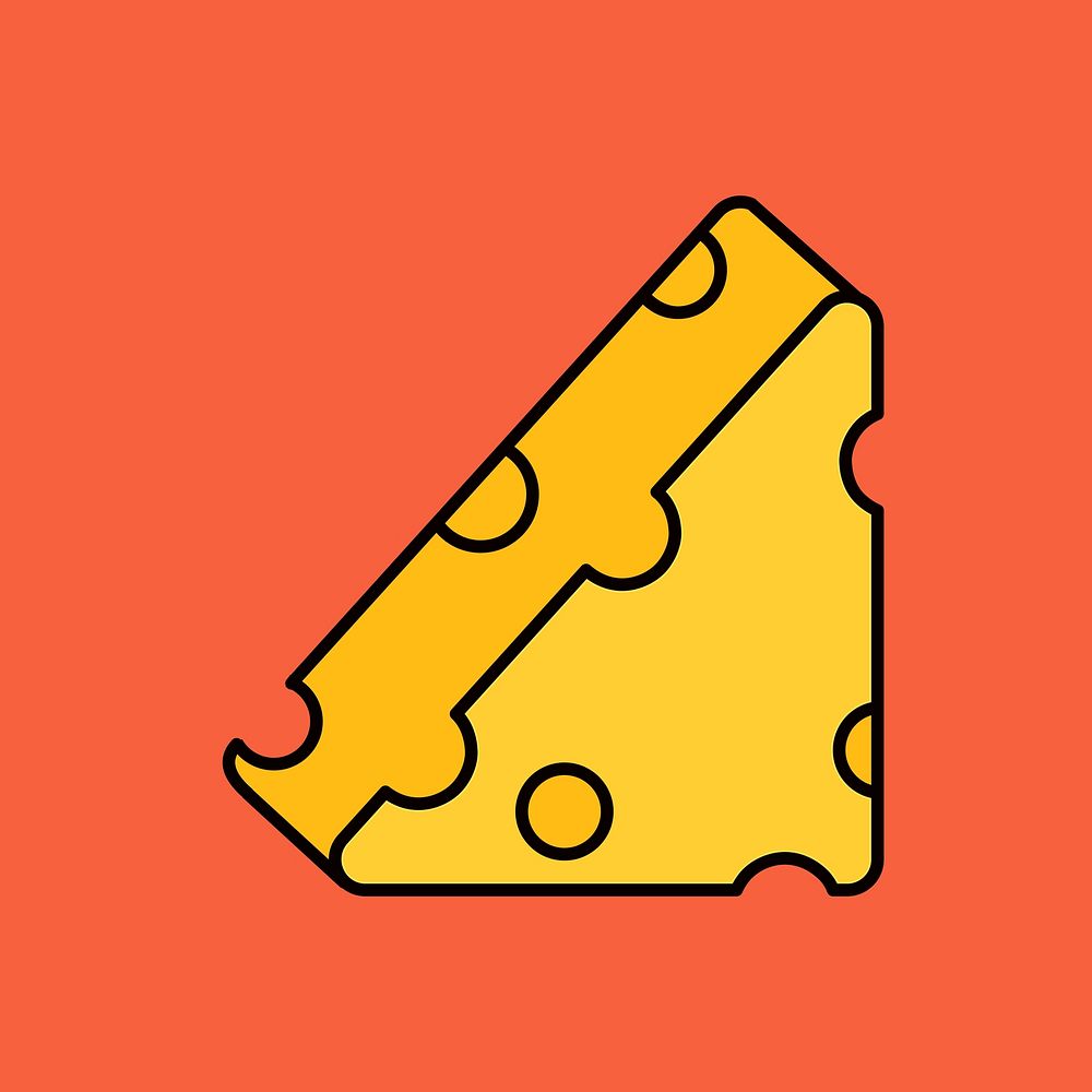 Cheese, food line art collage element vector
