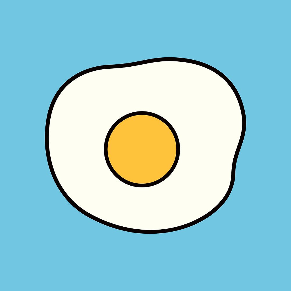 Fried egg, food line art collage element vector