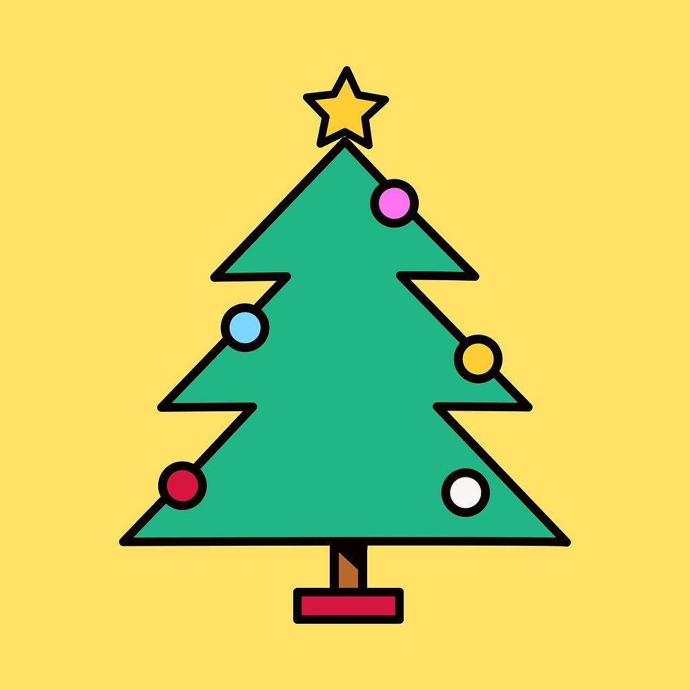 Christmas tree, line art illustration vector