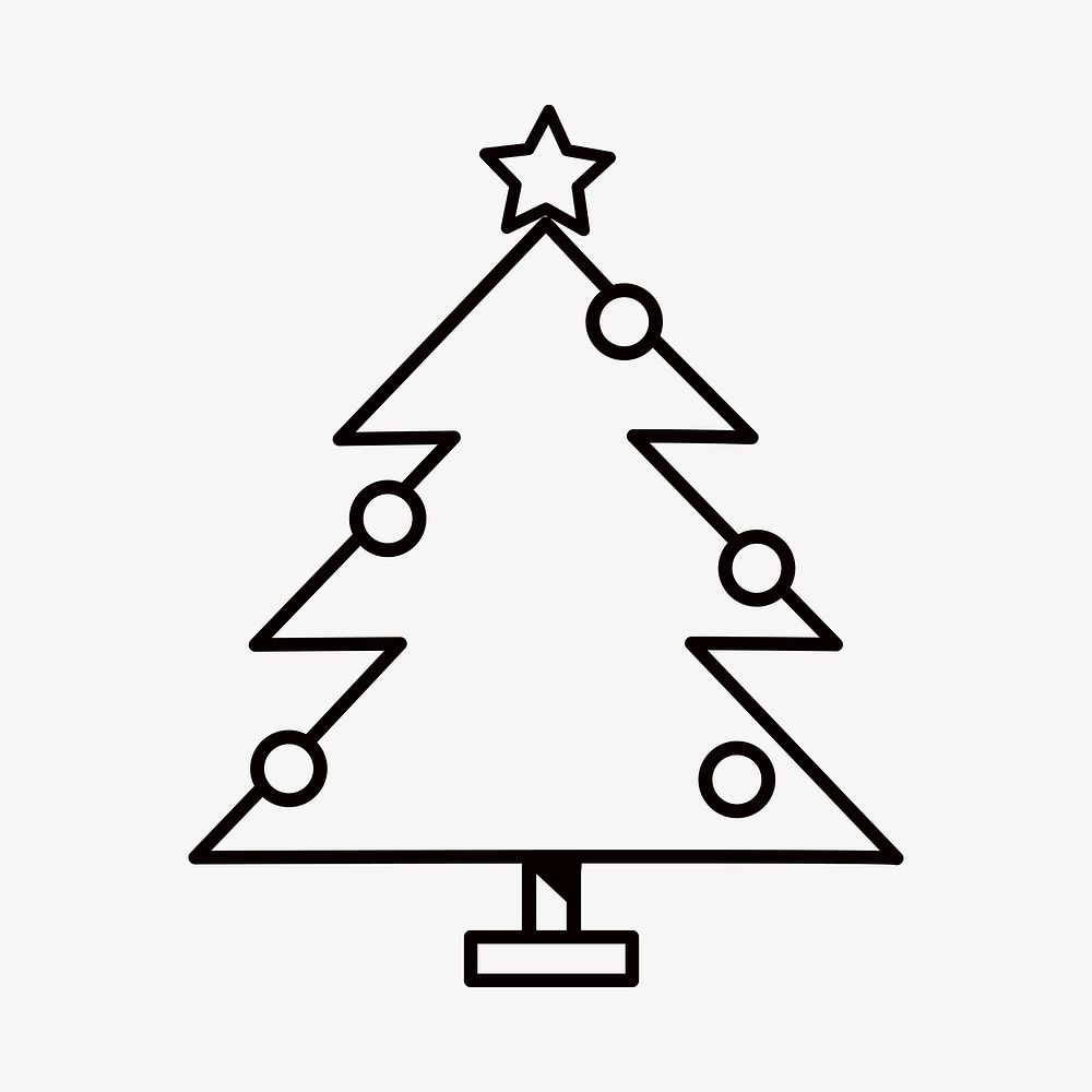 Christmas tree, line art illustration vector