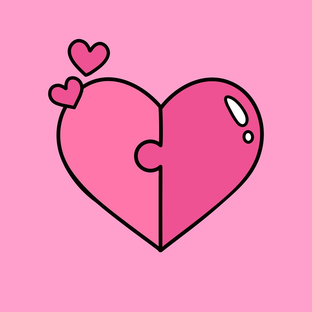 Jigsaw heart, love illustration