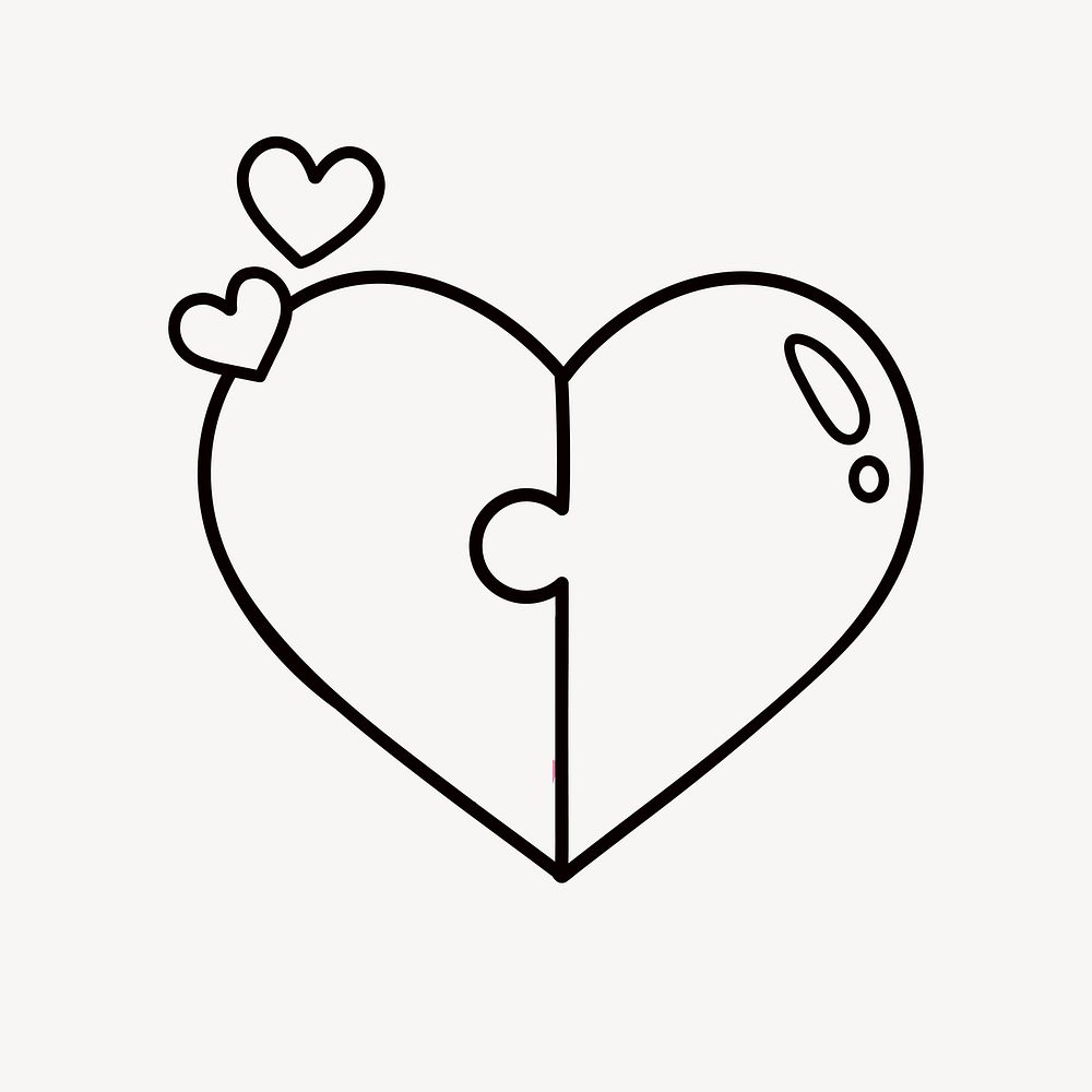 Jigsaw heart, love illustration