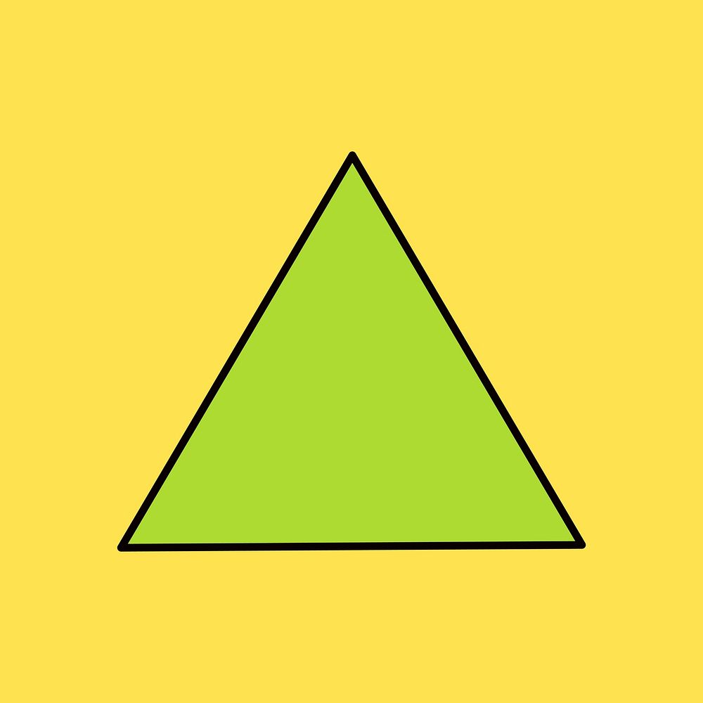 Green triangle, geometric shape vector