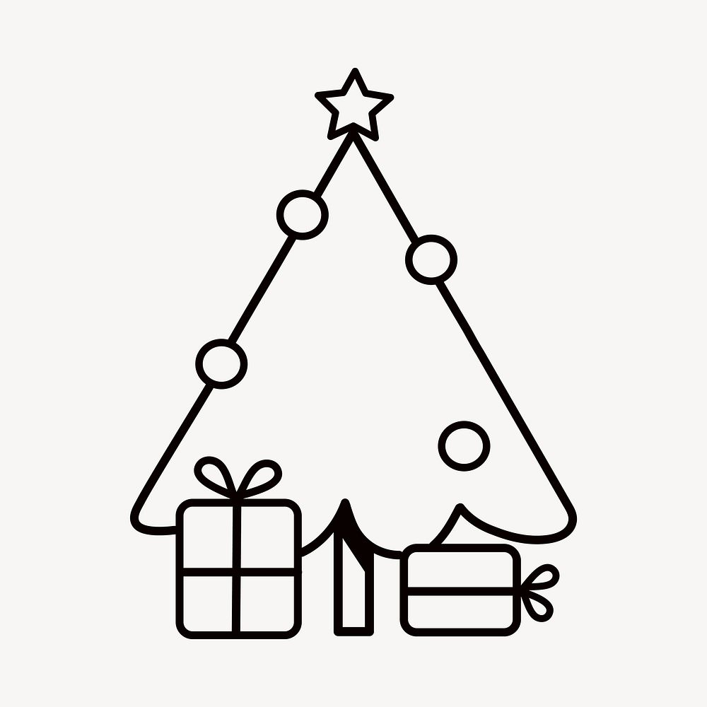 Christmas tree, line art illustration