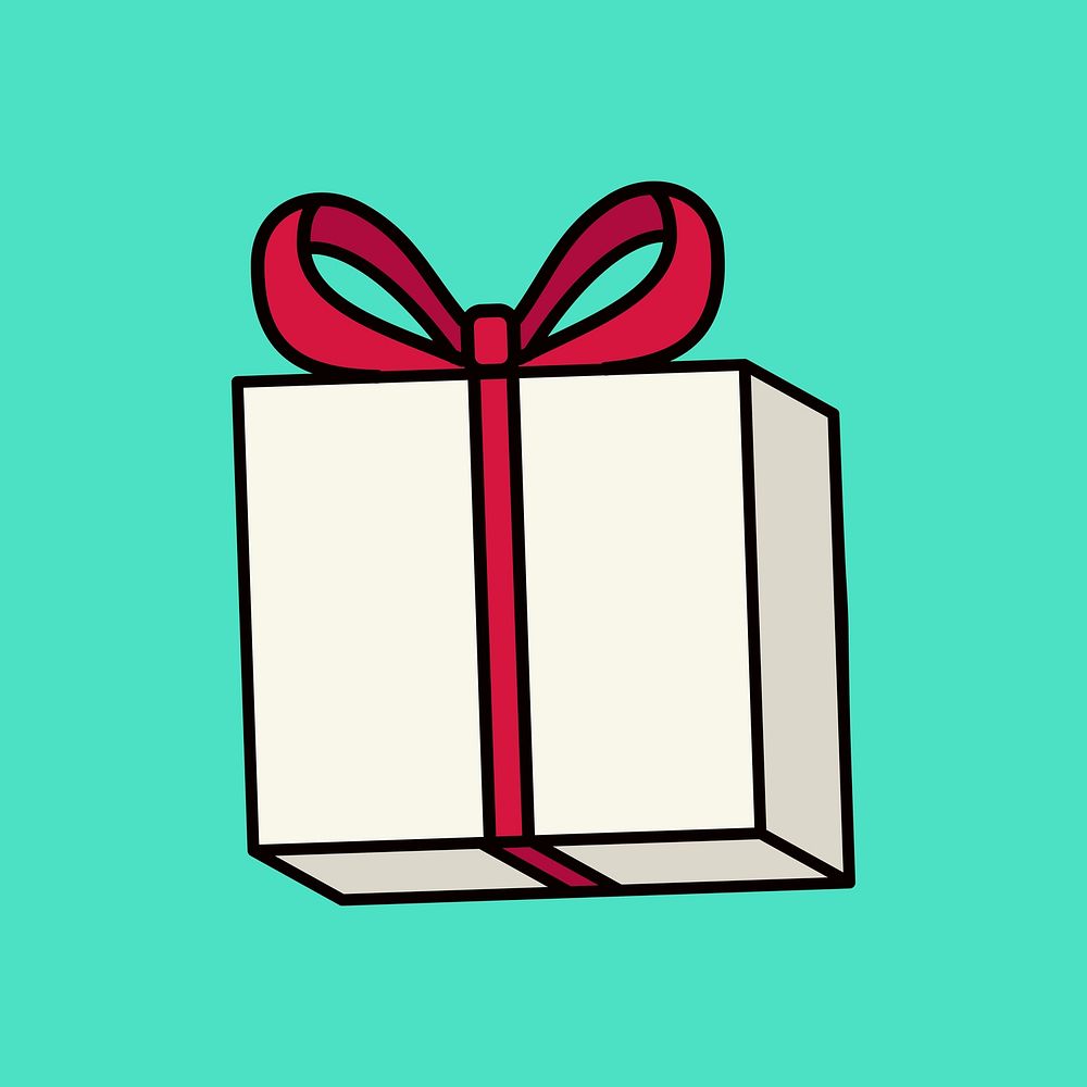 Gift box, line art illustration