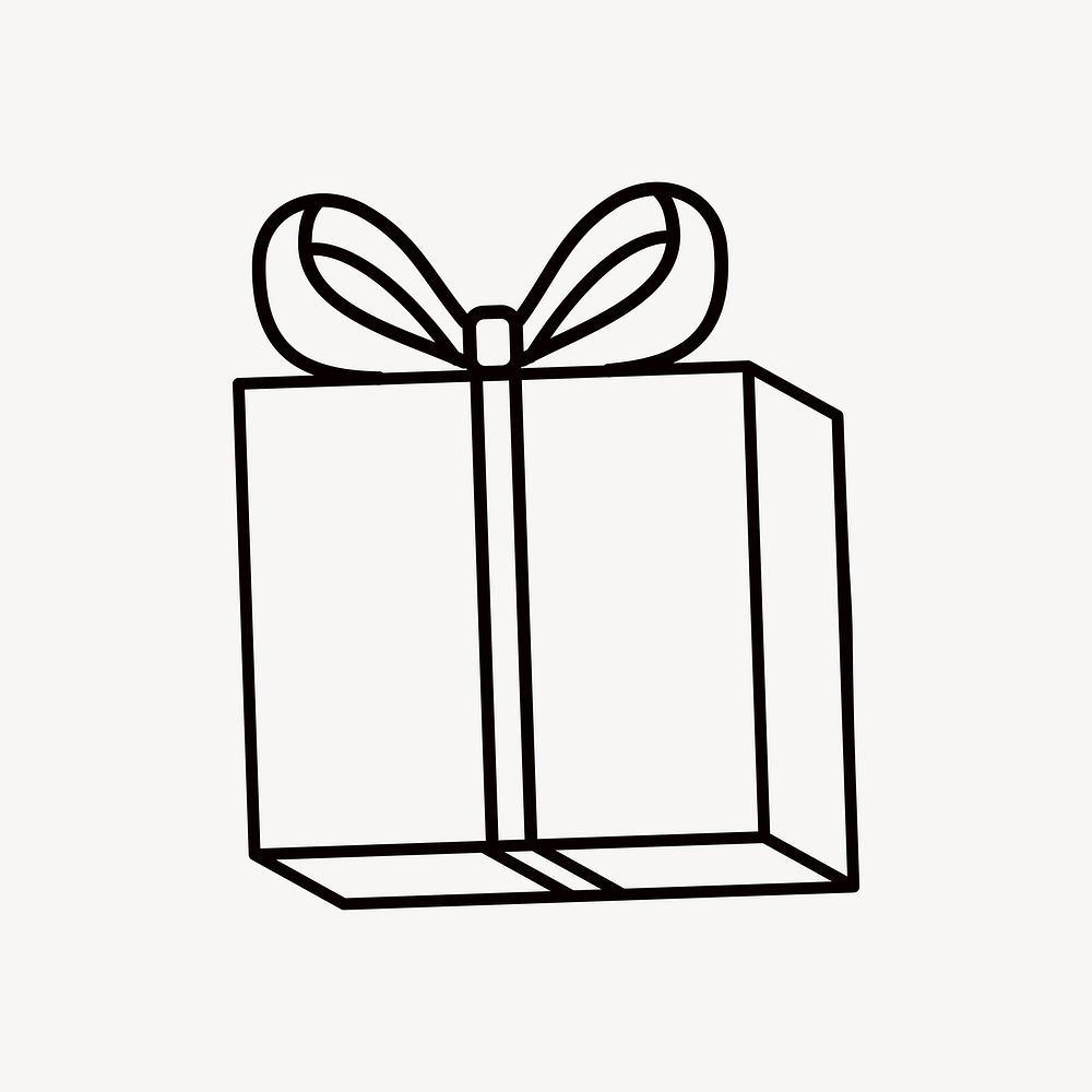 Gift box, line art illustration vector