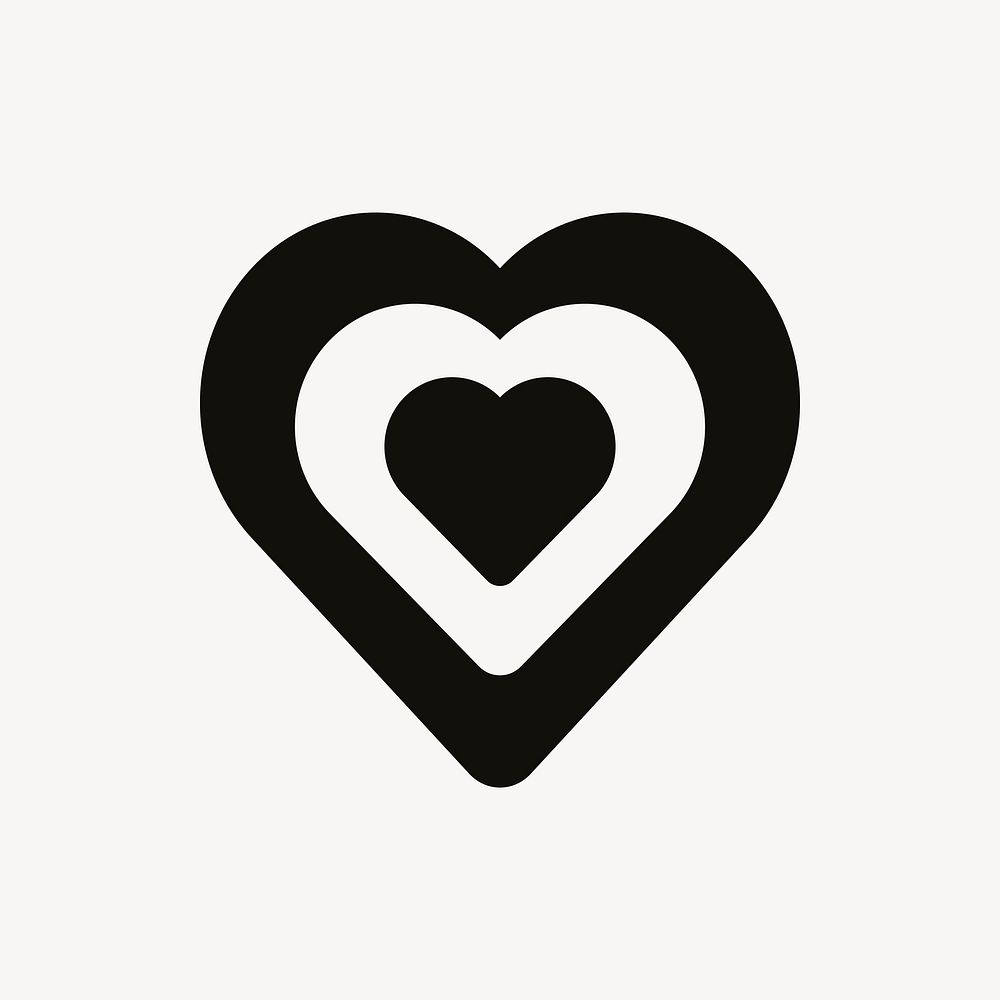 Black heart, love collage element vector