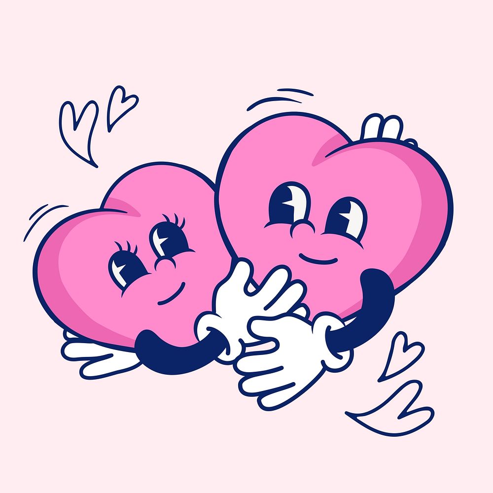 Hugging hearts, love illustration