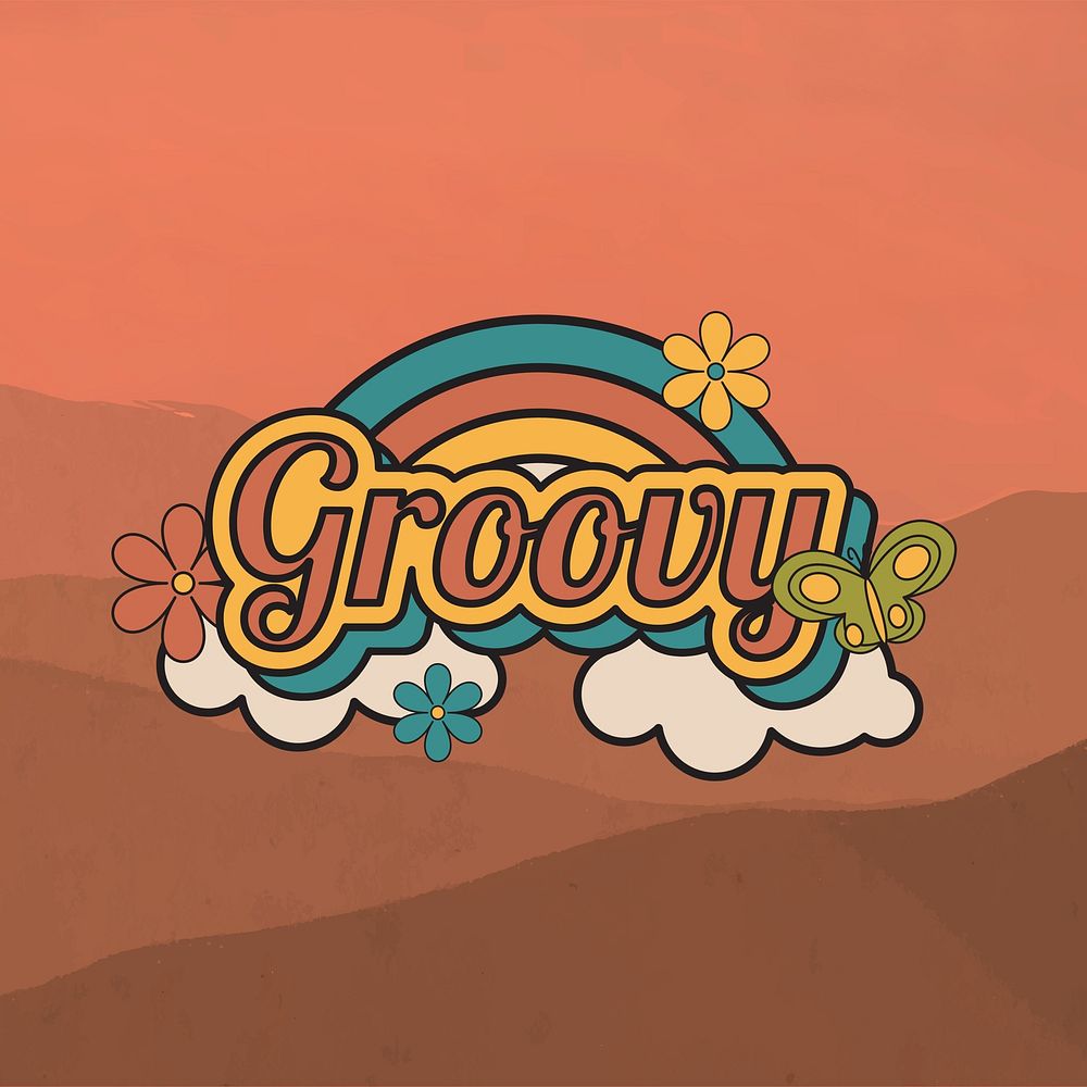 Groovy retro typography, red design