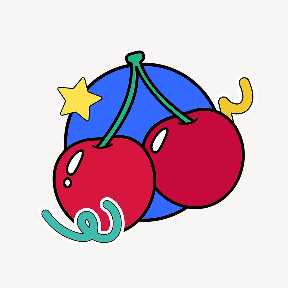 Cherry fruit, food line art illustration