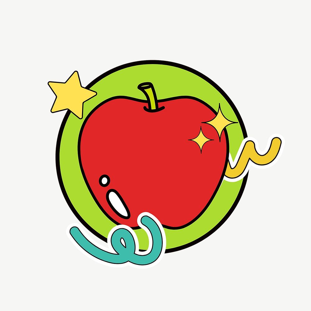 Apple fruit, food line art illustration  psd