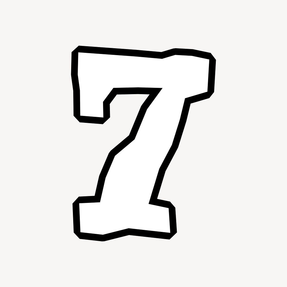 7 number seven, graffiti art Arabic numeral vector