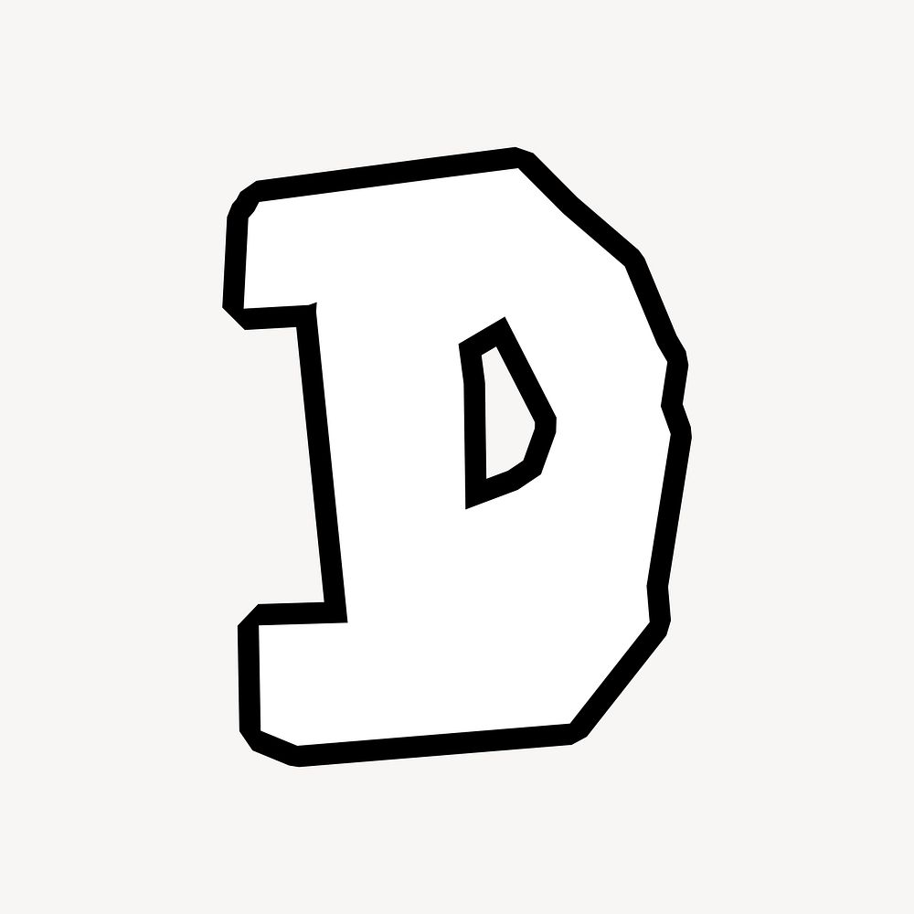 D letter, street graffiti  English alphabet