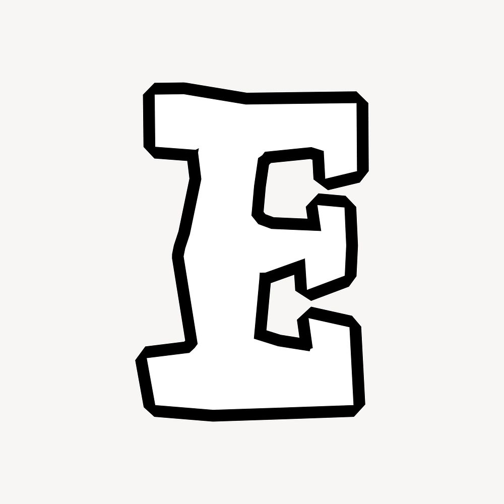 E letter, street graffiti  English alphabet vector