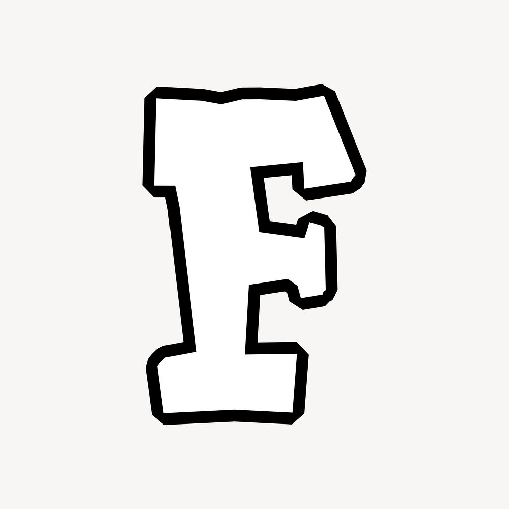 F letter, street graffiti  English alphabet vector