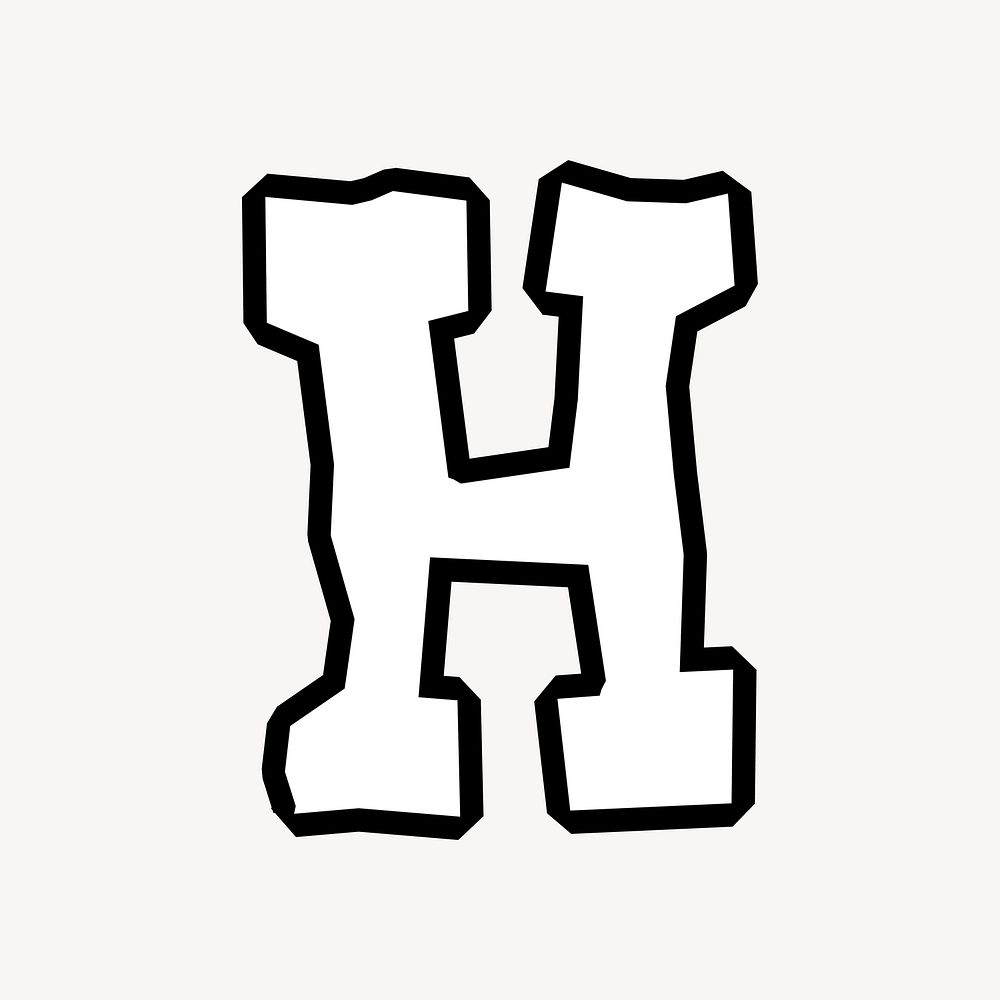 H letter, street graffiti  English alphabet vector