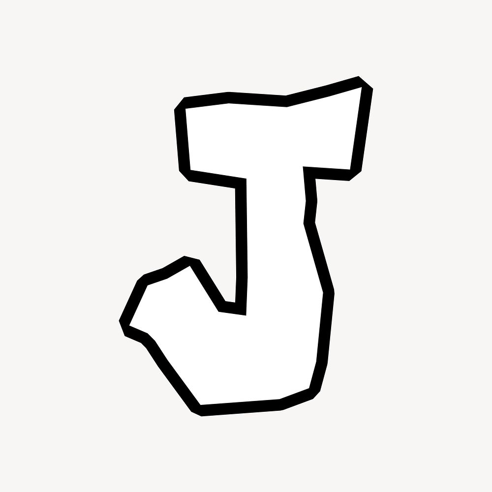 J letter, street graffiti  English alphabet vector