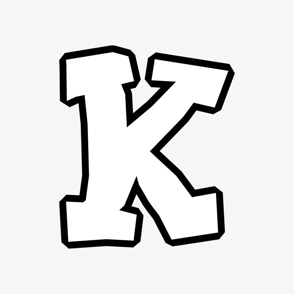 K letter, street graffiti  English alphabet vector