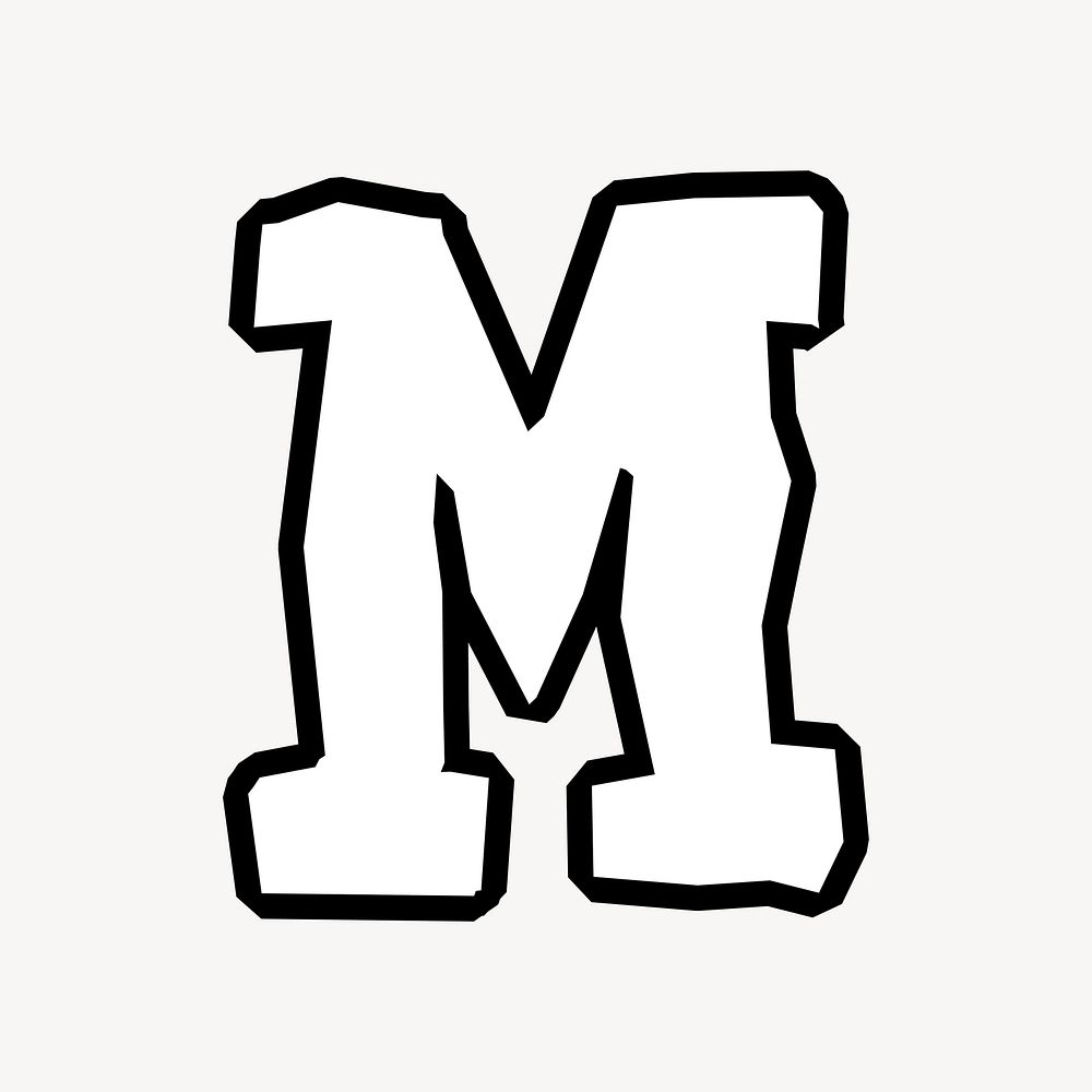 M letter, street graffiti  English alphabet vector