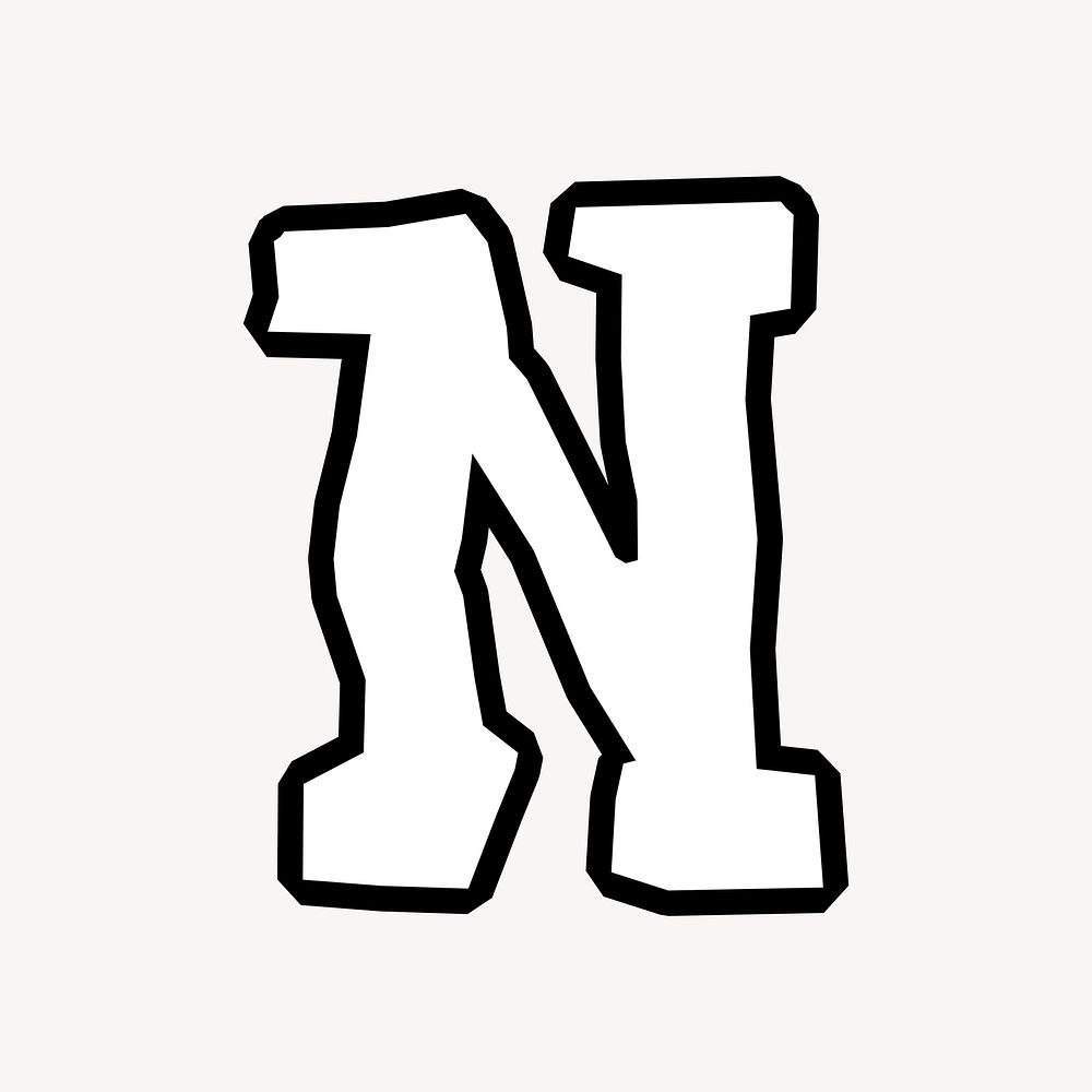 N letter, street graffiti  English alphabet vector