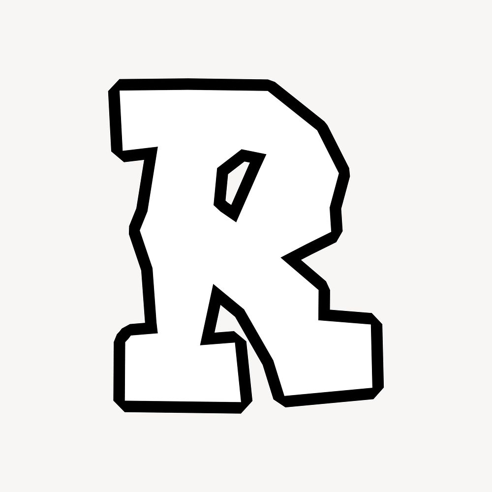 R letter, street graffiti  English alphabet vector