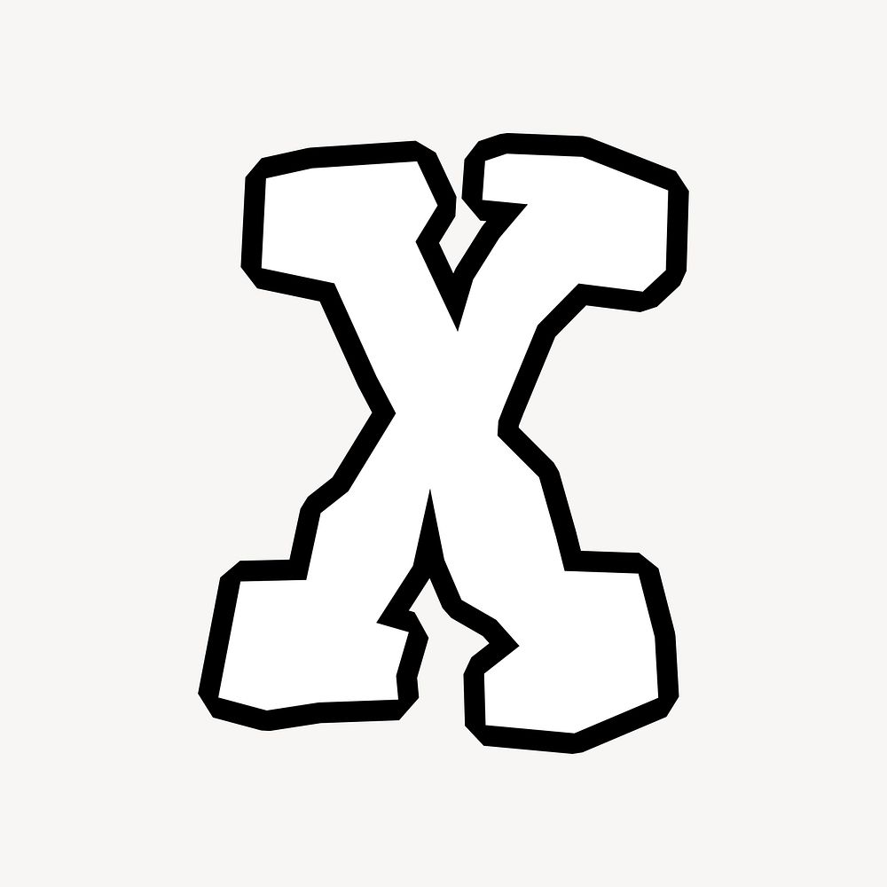 X letter, street graffiti  English alphabet vector