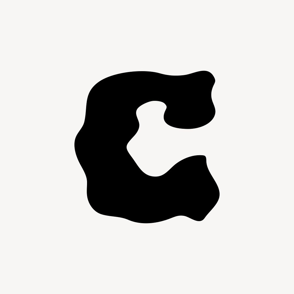 C letter, distorted English alphabet vector