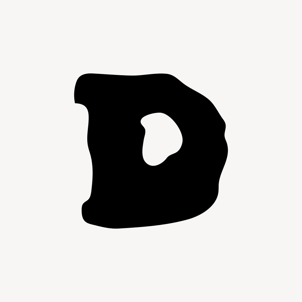 D letter, distorted English alphabet vector