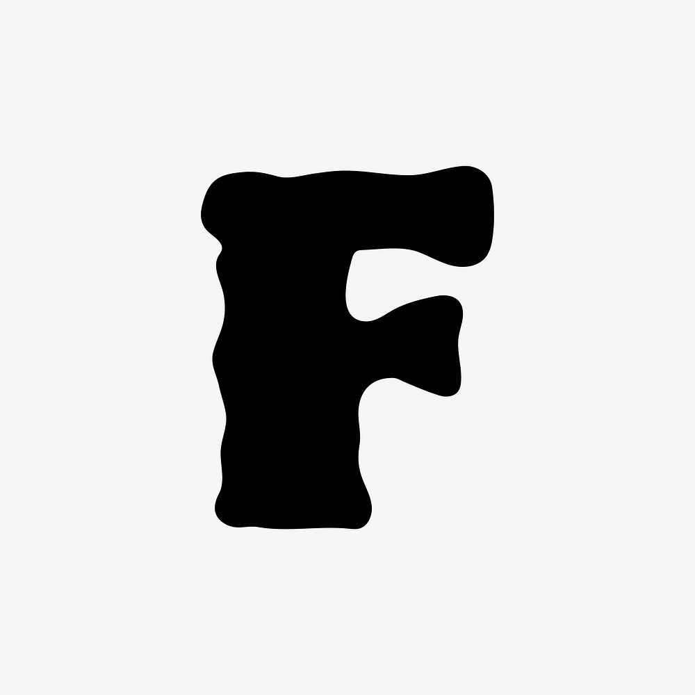 F letter, distorted English alphabet vector